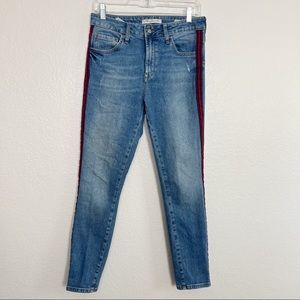 Mavi Jeans Tess High Rise Ankle Skinny Jean Red Stripe Womens Size 27 Casual